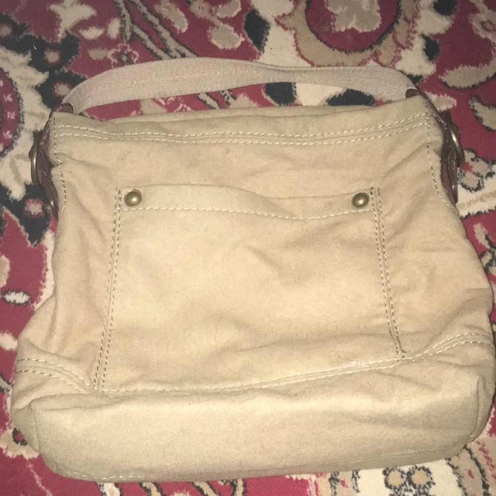 Gap bag large tote tan wool canvas with leather accent